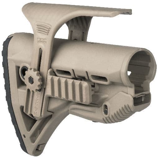 Fab Defense Gl-Shock With A Gspc Cheek Riser And Gspcp Picatinny Rail Adaptor Flat Dark Earth