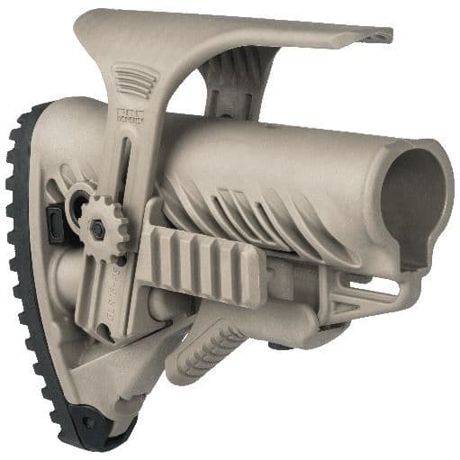 Fab Defense Glr16 With A Gcp Cheek Riser And Gpcp Picatinny Rail Adaptor Flat Dark Earth