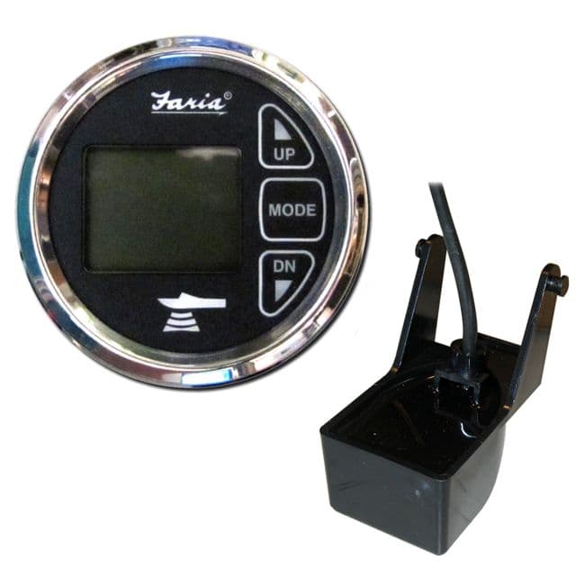 Faria Beede Instruments 2" Dual Depth Sounder w/Air & Water Temp Transom Mount Transducer - Chesapeake SS Black
