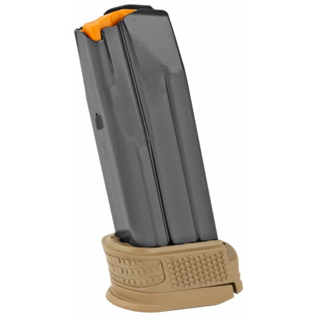 Fn America Fn 509 Compact Base Pad Pistol Magazine W/Mag Sleeve 9mm Luger 15 Round Black/Flat Dark Earth 1 Pack Steel 15rd