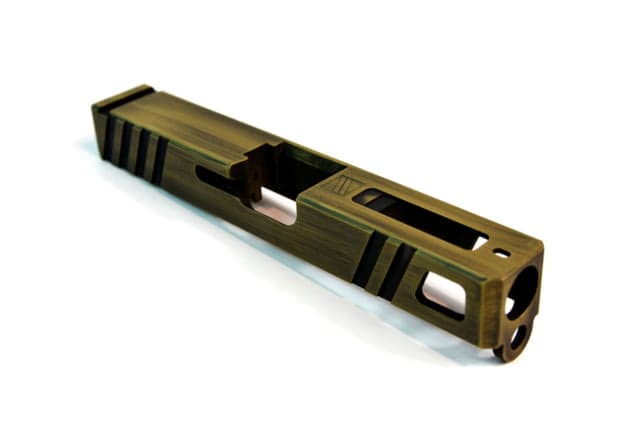 Gun Cuts Apprentice Slide for Glock 19 Optic Cut Battleworn Gold