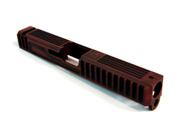 Gun Cuts Bulldog Slide for Glock 17 No Optic Cut Battleworn USMC Red