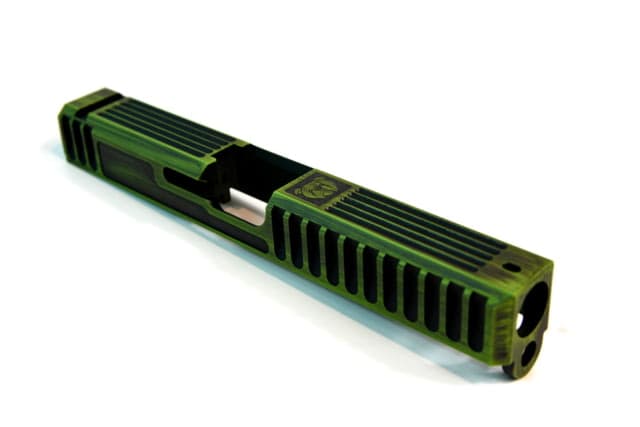 Gun Cuts Bulldog Slide for Glock 17 No Optic Cut Battleworn Zombie Green