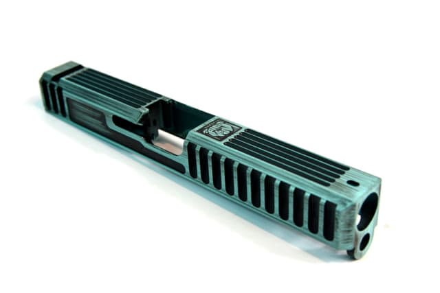 Gun Cuts Bulldog Slide for Glock 17 Optic Cut Battleworn Robbins Egg Blue