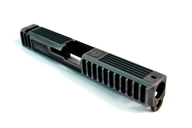 Gun Cuts Bulldog Slide for Glock 17 Optic Cut Battleworn Silver