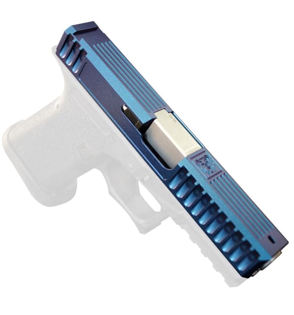 Gun Cuts Bulldog Slide for Glock 19 No Optic Cut Arctic Laser Blue