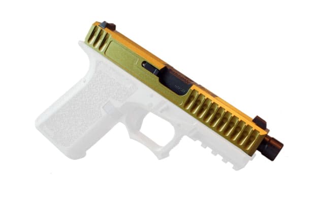 Gun Cuts Bulldog Slide for Glock 19 No Optic Cut Leprechaun Gold