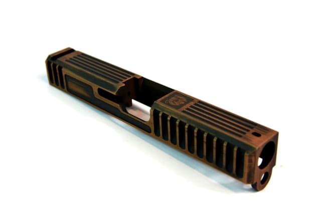 Gun Cuts Bulldog Slide for Glock 19 Optic Cut Battleworn Copper