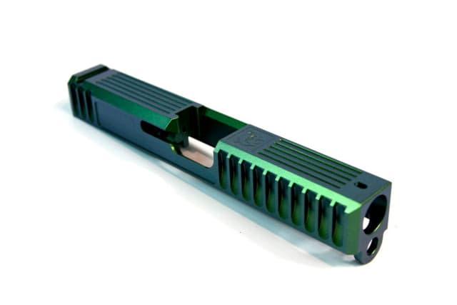 Gun Cuts Bulldog Slide for Glock 19 Optic Cut Radioactive Green