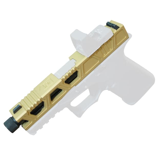 Gun Cuts Cyberpunk Slide for Glock 19 Optic Cut Gold