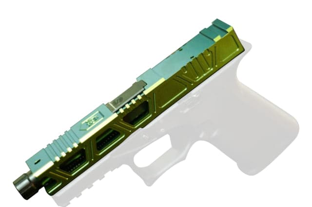 Gun Cuts Cyberpunk Slide for Glock 19 Optic Cut Radioactive Green
