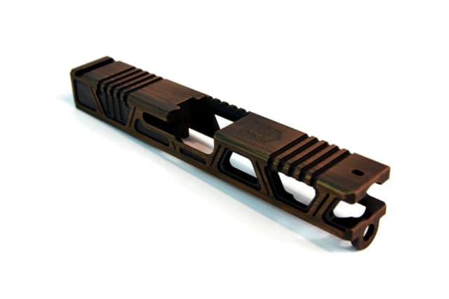 Gun Cuts Cyberpunk Slide for Glock 19 No Optic Cut Battleworn Copper