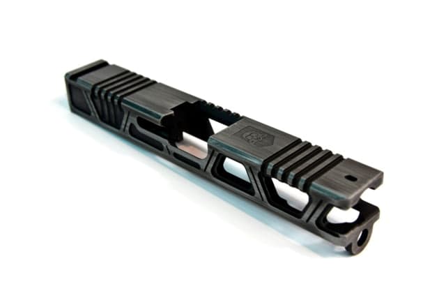 Gun Cuts Cyberpunk Slide for Glock 19 No Optic Cut Battleworn Silver