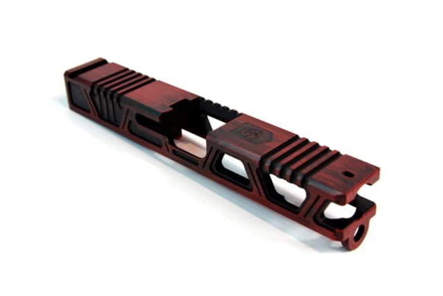 Gun Cuts Cyberpunk Slide for Glock 19 No Optic Cut Battleworn USMC Red