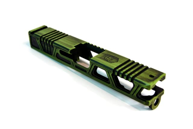 Gun Cuts Cyberpunk Slide for Glock 19 No Optic Cut Battleworn Zombie Green