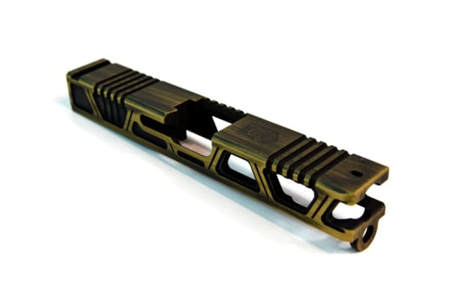 Gun Cuts Cyberpunk Slide for Glock 19 Optic Cut Battleworn Gold