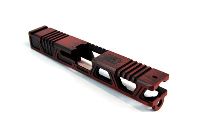 Gun Cuts Cyberpunk Slide for Glock 19 Optic Cut Battleworn USMC Red