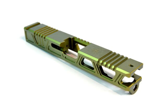 Gun Cuts Cyberpunk Slide for Glock 19 Optic Cut Leprechaun Gold