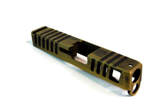 Gun Cuts Juggernaut Slide for Glock 26 No Optic Cut Battleworn Gold