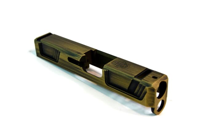 Gun Cuts Raider Slide for Glock 26 No Optic Cut Battleworn Gold