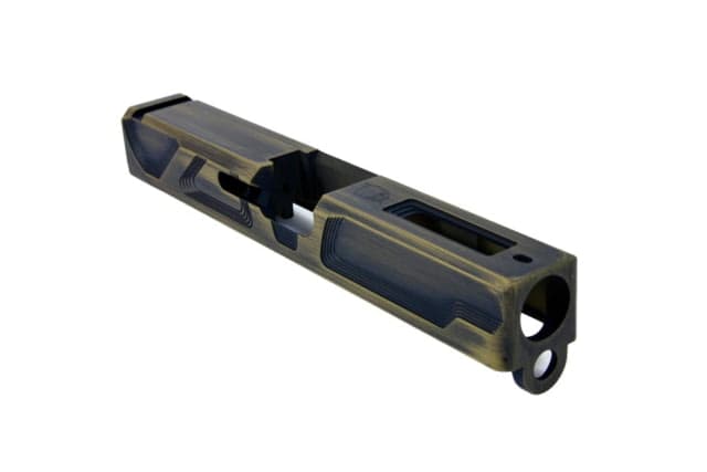 Gun Cuts Roswell Slide for Glock 19 Optic Cut Battleworn Gold