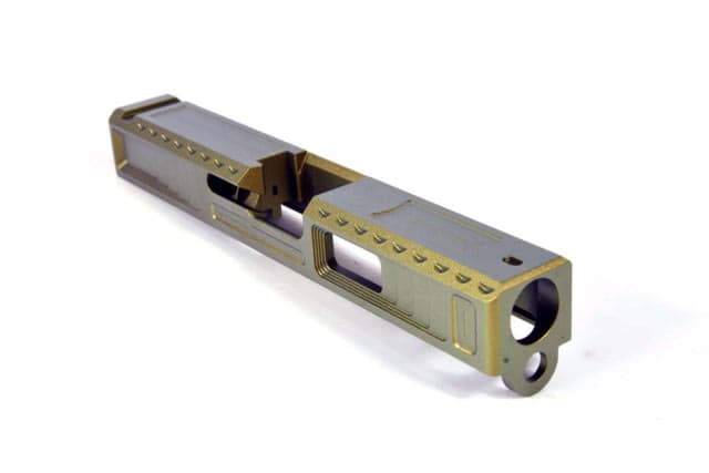 Gun Cuts Viper Slide for Glock 19 Optic Cut Leprechaun Gold