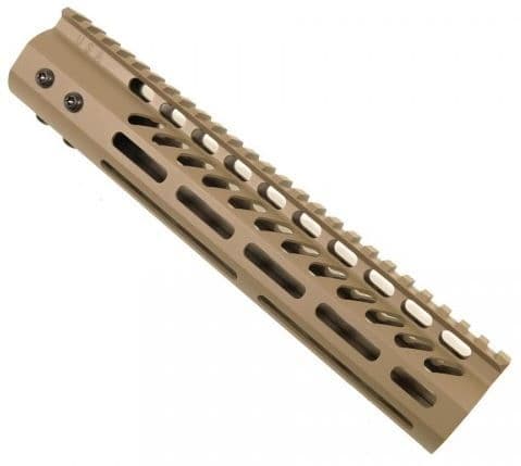 Guntec USA Ultra Lightweight Thin M-Lok Free Floating Handguard w/Monolithic Top Rail 10in Cerakote Flat Dark Earth