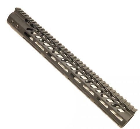 Guntec USA Ultra Lightweight Thin M-Lok Free Floating Handguard w/Monolithic Top Rail 15in Black