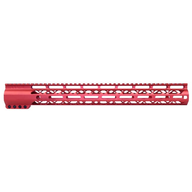 Guntec USA 16.5in AIR-LOK Series M-LOK Compression Free Floating Handguard w/ Monolithic Top Rail Anodized Red