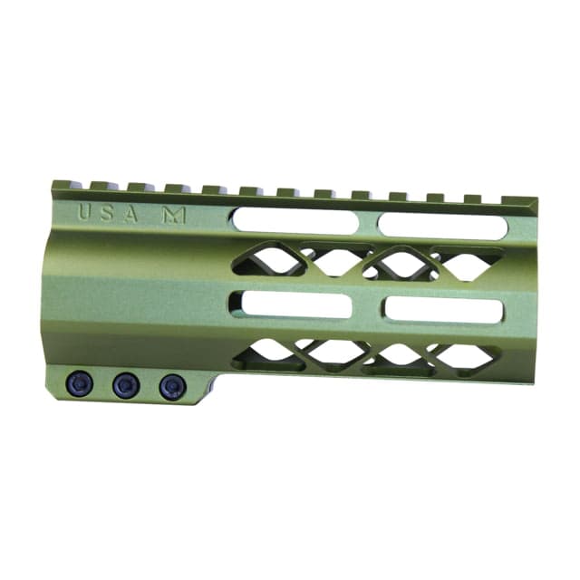 Guntec USA 5'' AIR-LOK Series M-LOK Compression Free Floating Handguard w/ Monolithic Top Rail Anodized Green