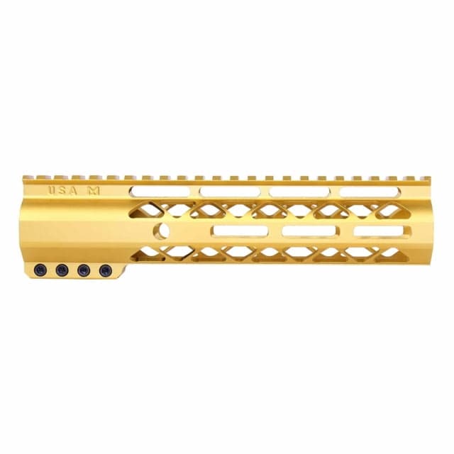 Guntec USA AirLok Series M-LOK Compression Free Floating Handguard w/Monolithic Top Rail 9in Gold