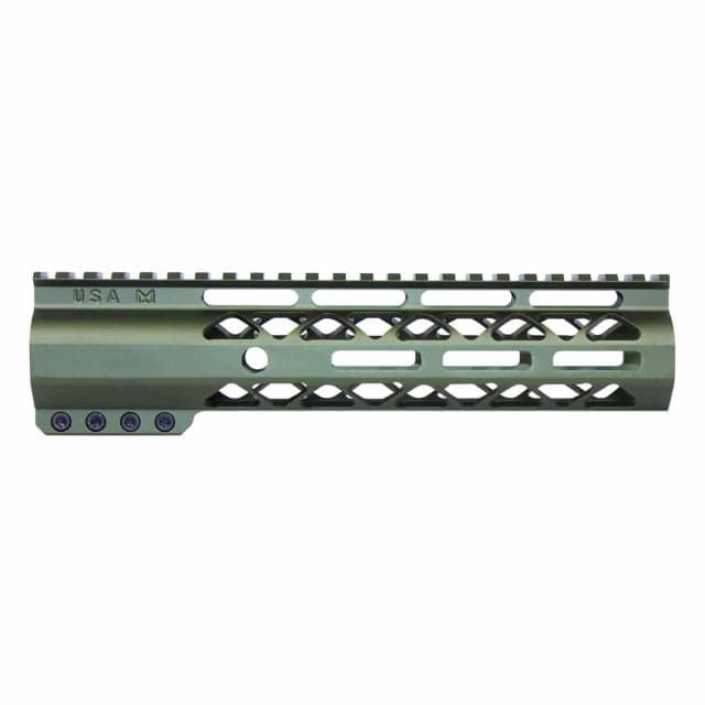Guntec USA AirLok Series M-LOK Compression Free Floating Handguard w/Monolithic Top Rail 9in Green