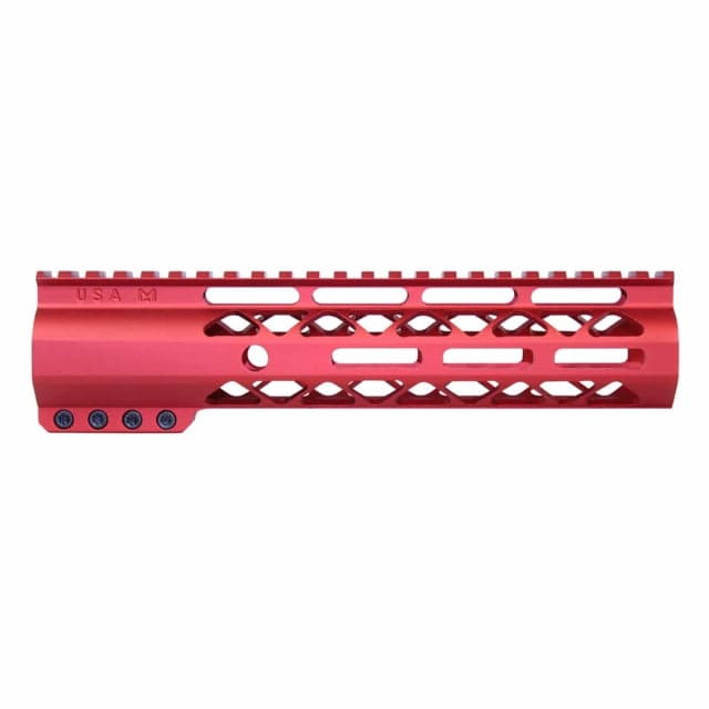 Guntec USA AirLok Series M-LOK Compression Free Floating Handguard w/Monolithic Top Rail 9in Red