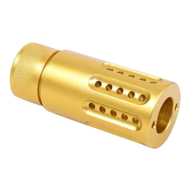 Guntec USA AR-15 Micro Slip Over Barrel Shroud w/ Multi Port Muzzle Brake .308 Small Base 5/8x24 Anodized Gold