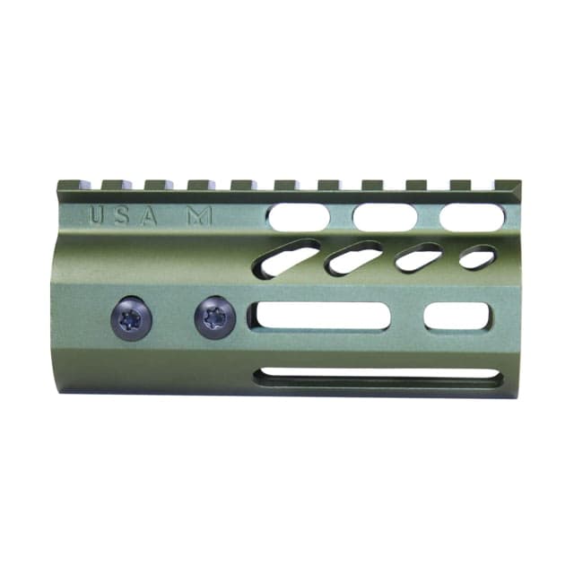 Guntec USA Ultra Lightweight Thin M-LOK System Free Floating Handguard w/Monolithic Top Rail 4in Green