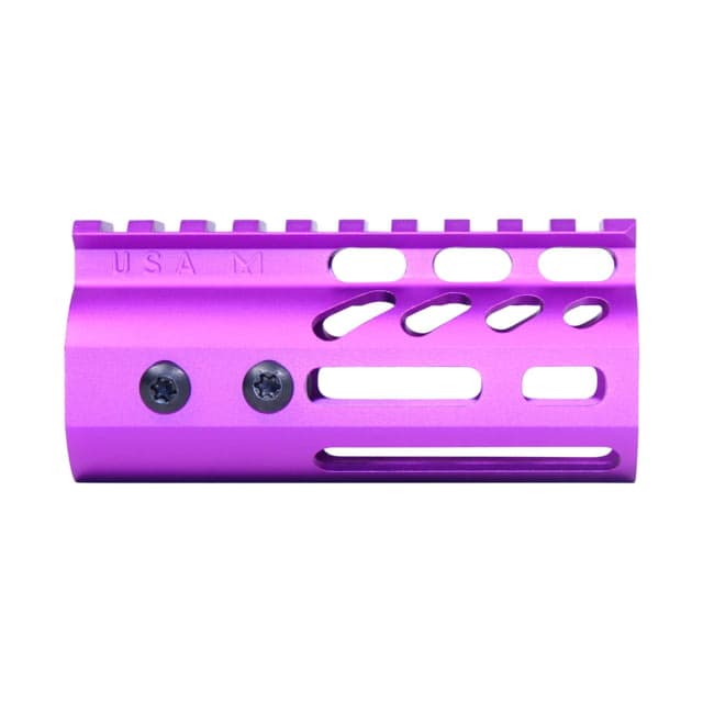 Guntec USA Ultra Lightweight Thin M-LOK System Free Floating Handguard w/Monolithic Top Rail 4in Purple