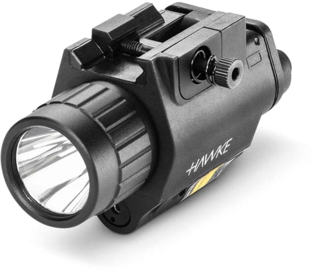 Hawke Sport Optics LED Flashlight w/Red Laser Rail Mount CR 123A Red