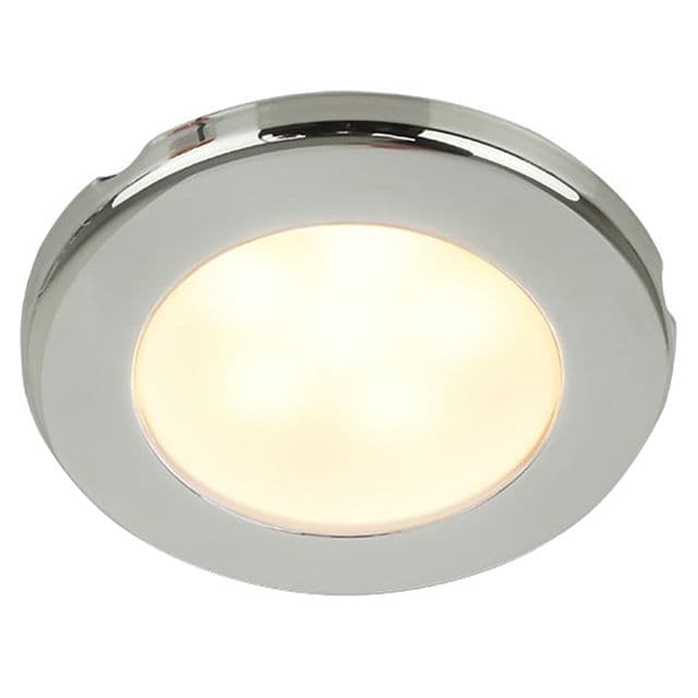 Hella Marine EuroLED 75 3in Round Screw Mount Down LED Light Stainless Steel Rim 12V Warm White