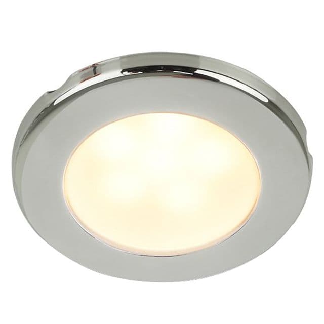 Hella Marine EuroLED 75 3in Round Screw Mount Down LED Light Stainless Steel Rim 24V Warm White