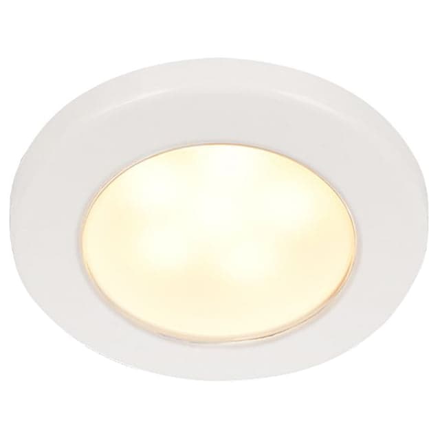 Hella Marine EuroLED 75 3in Round Screw Mount Down LED Light White Plastic Rim 12V Warm White