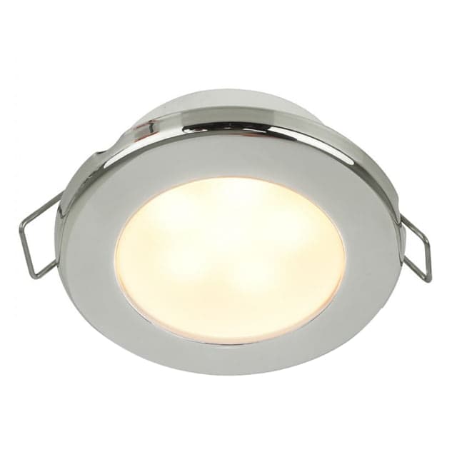Hella Marine EuroLED 75 3in Round Spring Mount Down LED Light Stainless Steel Rim 24V Warm White