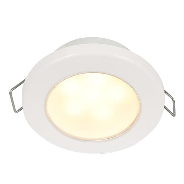 Hella Marine EuroLED 75 3in Round Spring Mount Down LED Light White Plastic Rim 12V Warm White