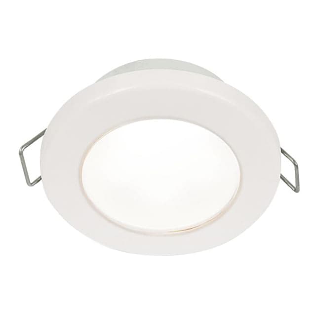 Hella Marine EuroLED 75 3in Round Spring Mount Down LED Light White Plastic Rim 12V White