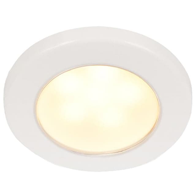Hella Marine EuroLED 75 3in Round Screw Mount Down LED Light White Plastic Rim 24V Warm White