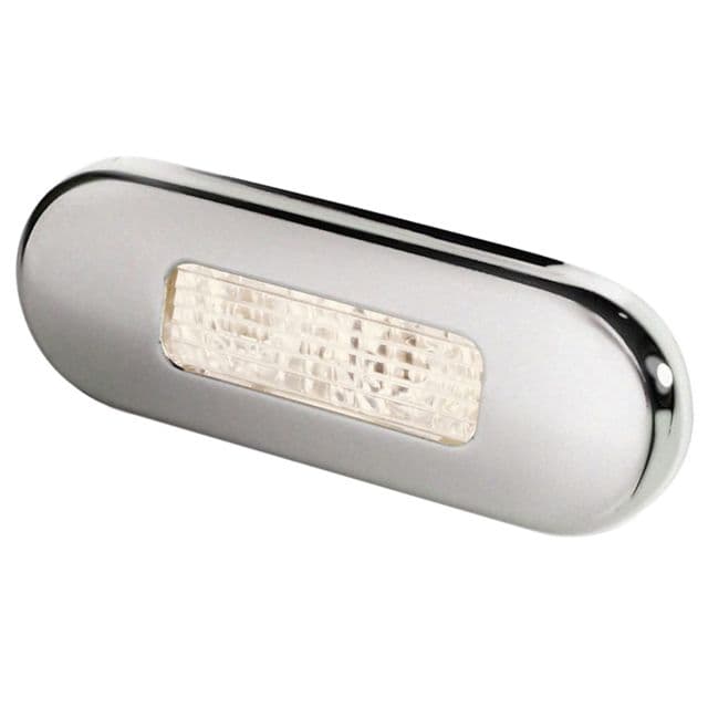 Hella Marine Surface Mount Oblong LED Courtesy Lamp Stainless Steel Bezel Warm White LED