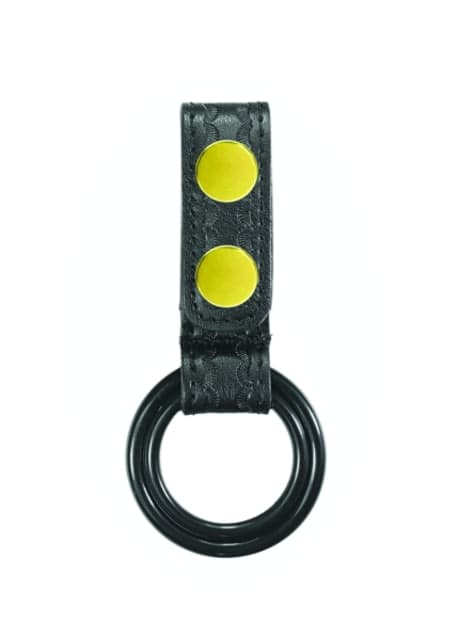 HEROs PRIDE AirTek C/D-Cell Dual Ring Flashlight Holder w/ Plastic Rings Basket Weave Brass Hardware Black