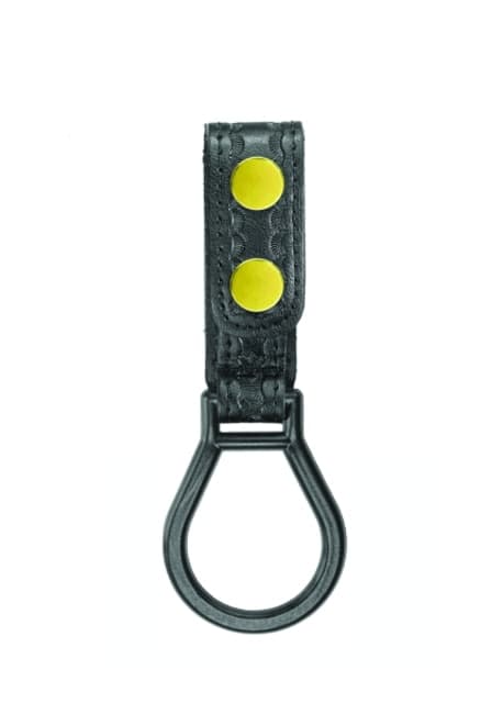 HEROs PRIDE AirTek D-Cell Ring Flashlight Holder w/ Plastic Holder Basket Weave Brass Hardware Black