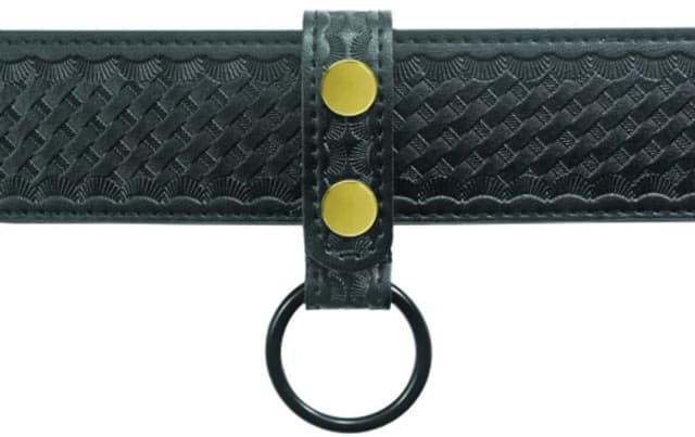 HEROs PRIDE AirTek C-Cell Single Ring Flashlight Holder w/ Brass Snaps & Black Metal Rings Basket Weave Black