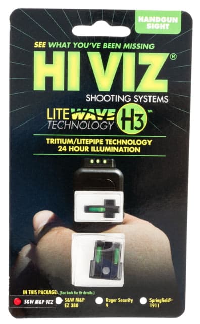 HiViz Litewave H3 Tritium/litepipe Sight Set For S&w 9ez Shield Black