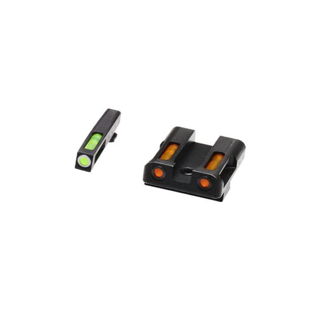 HiViz Litewave H3 Tritium/Litepipe Sight Set Glock 9mm S&W .40 Sig .357 Black Green/Orange Litepipes w/ White Front Ring
